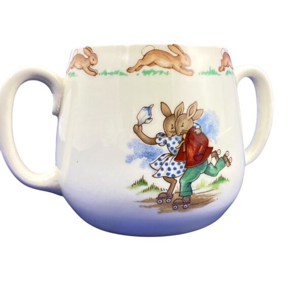 Royal Doulton Lot of Childs Tableware Bunnykins with Plate Bowl 2 Handle Cup - Picture 12 of 16